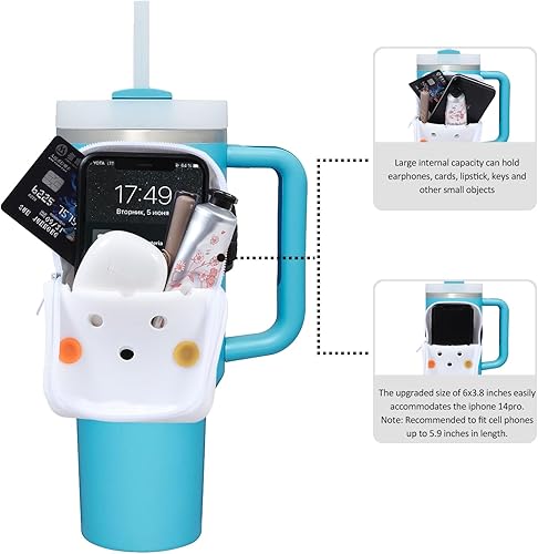 Miniatura 2 de Bolsa de silicona para botella de agua con 5 dijes, botella de agua de mano para Quencher Adventure de 40 onzas y Stanley IceFlow de 20 onzas y 30