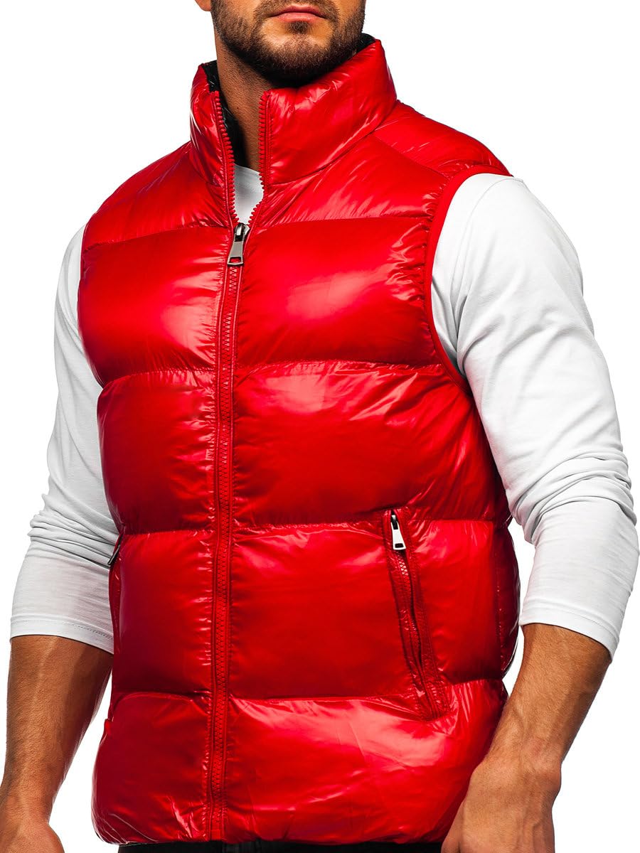 BOLF Hombre Chaleco acolchado con Capucha Cierre de Cremallera Chaqueta sin Manga Cazadora Plumifero Jacket Jogging Zip Outdoor Estilo Deportivo Mix 1U1