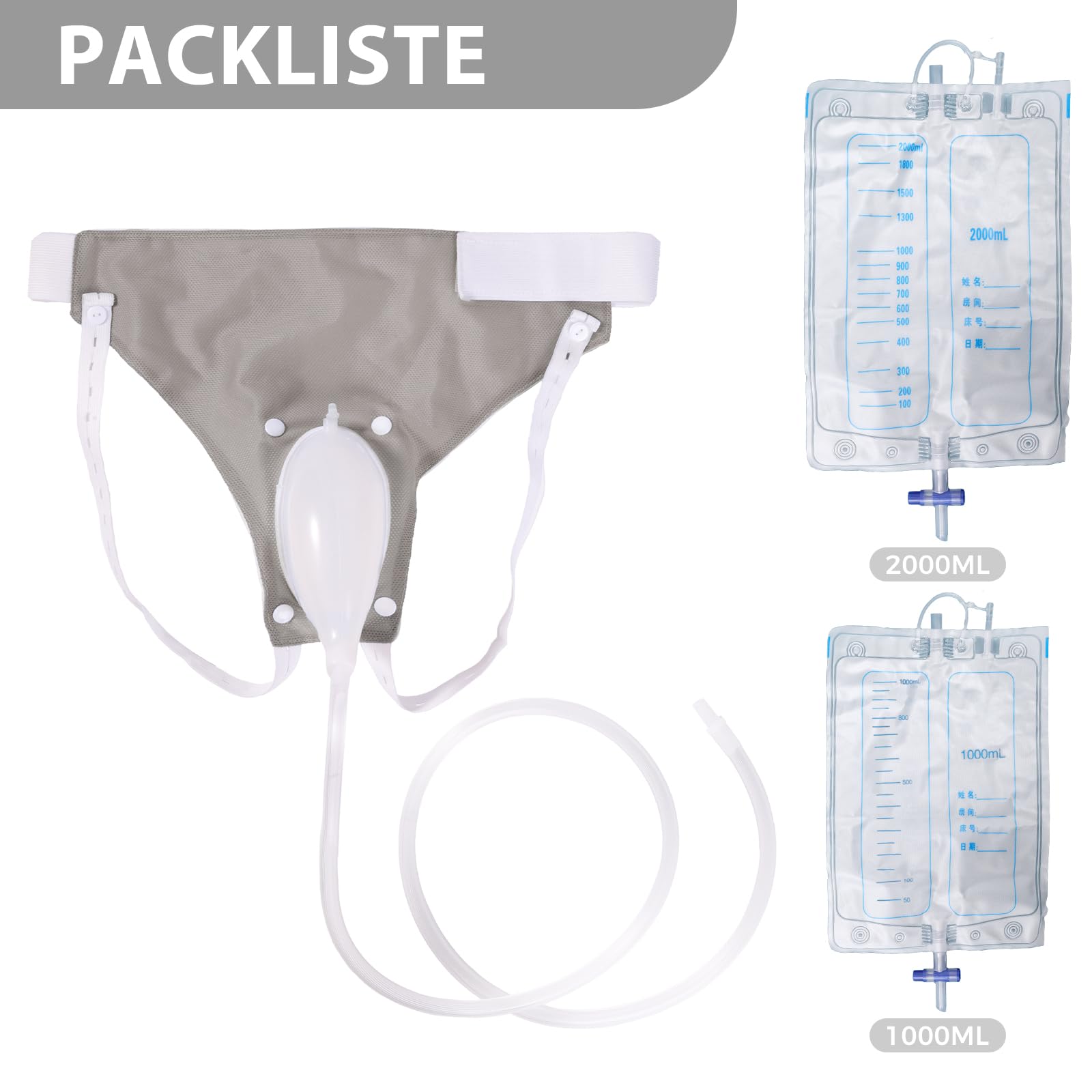 Urindrainagebeutel, Silikon Urinsammler, Urinal Pee Halter, Tragbare Inkontinenzhose, grey Bolsa de drenaje de orina para hombres mayores, colector de orina