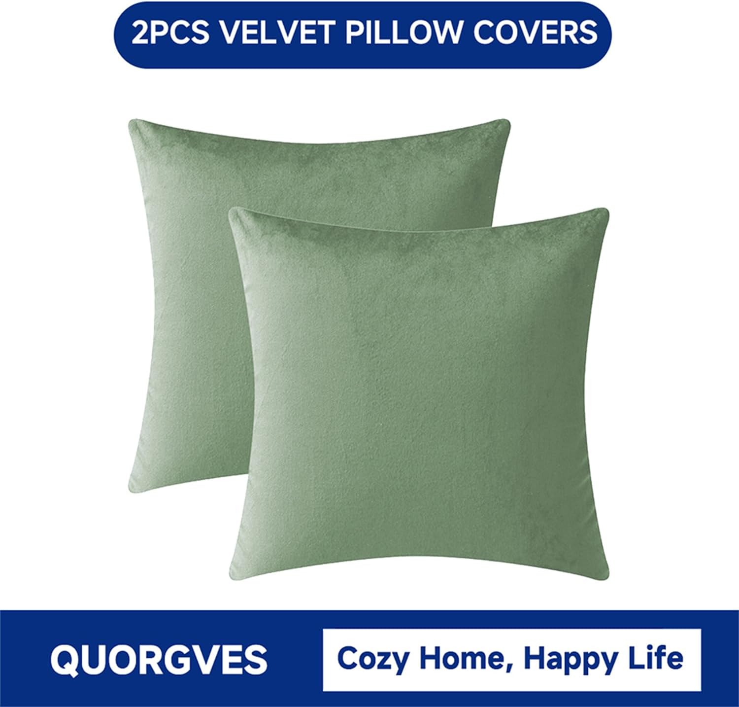 Sage Green Microfiber 16" x 16" Decorative Throw Pillow Covers