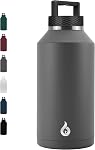 BJPKPK 87oz Insulated Water Bottle with Handle, Large Dishwasher Safe 2/3 Gallon Water Bottle, BPA Free Water Jug, Wide Mouth Metal Water Bottle with Anti-Slip Bottom, Keep Cold & Hot,Black
