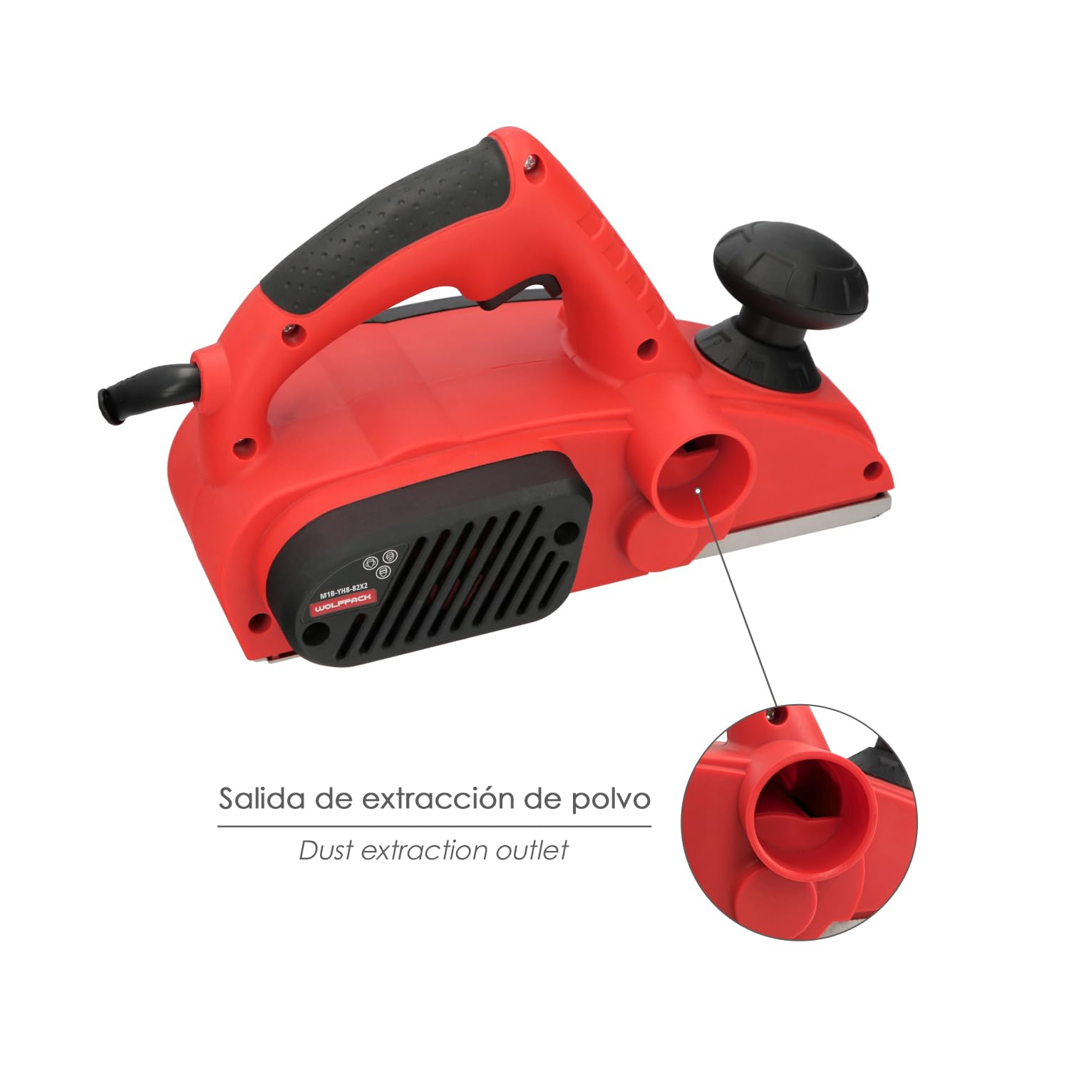 WOLFPACK LINEA PROFESIONAL Cepilladora Electrica 710 Watt. Ancho Corte 82 mm. Profundidad 2 mm. Base Aluminio/Acero Cepillo Electrico Madera Carpintero