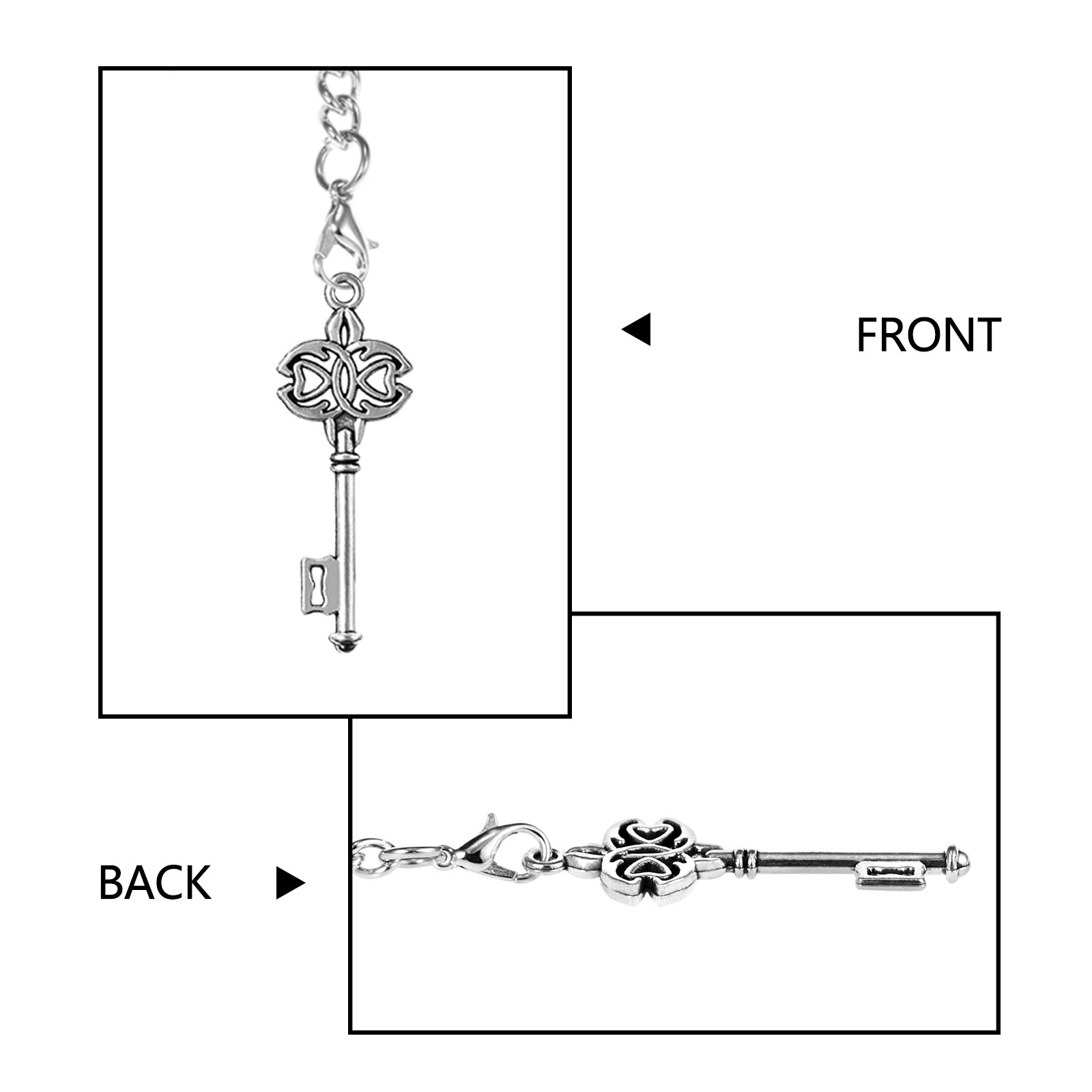 TREEWETO Montre à gousset double chaîne Albert pour homme avec 3 crochets avec pendentif en forme de clé antique