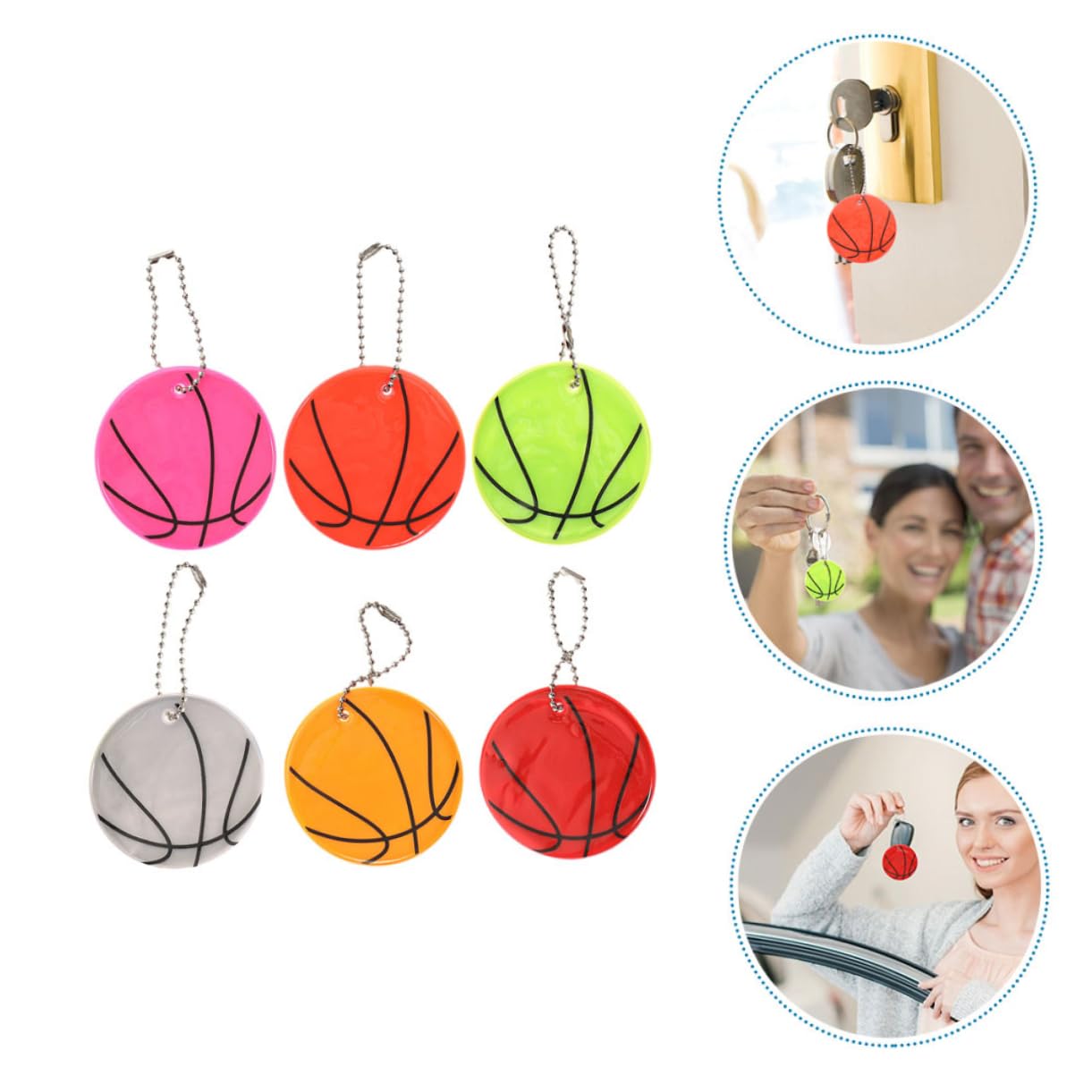 COSMEVIVI Reflective Pendant Keychain 6cm Glowing Basketball Decor for Backpack Boys and Girls Sports Charm