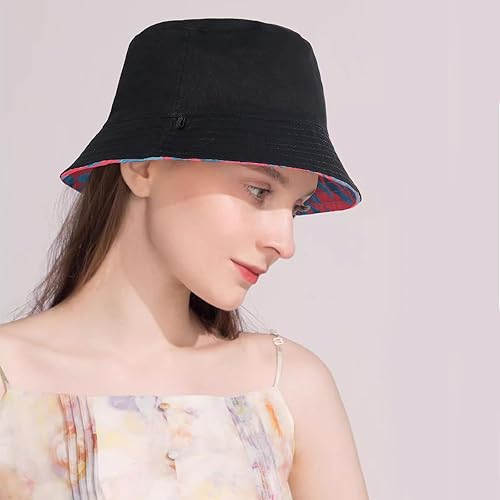 Miniatura 9 de HH HOFNEN Sombrero de pescador de doble cara para verano, playa, sombrero de sol para viajes, gorra de pescador con cuerdas para mujeres y hombres