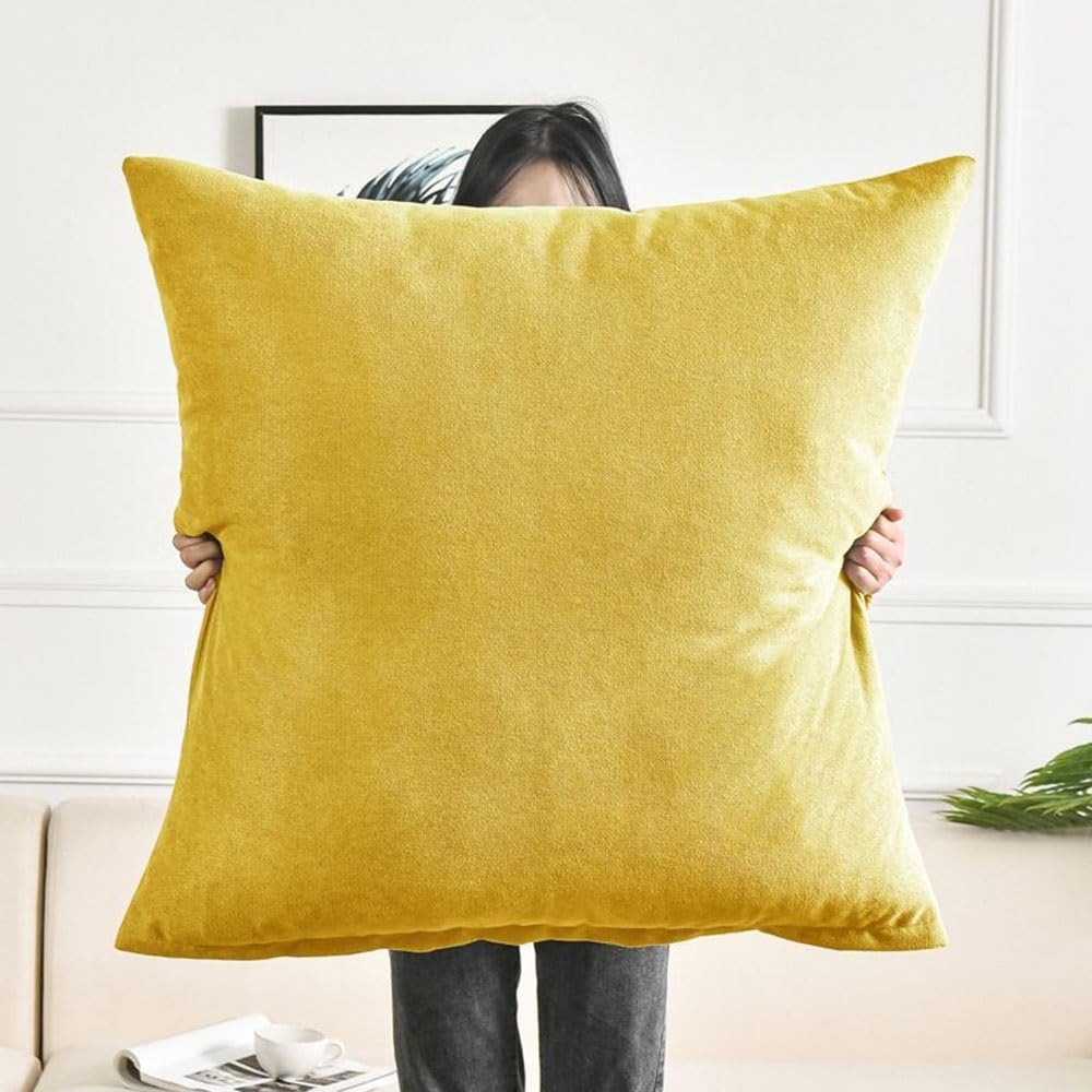 Decorative Pillow Covers Cushion Covers 50x50, 60 x 60,70x70,80x80 cm Super King Size Square Extra Large Pillow Protectors with Invisible Zipper pillowcases for Bed Sofa Couch ( Color : Lemon , Size :
