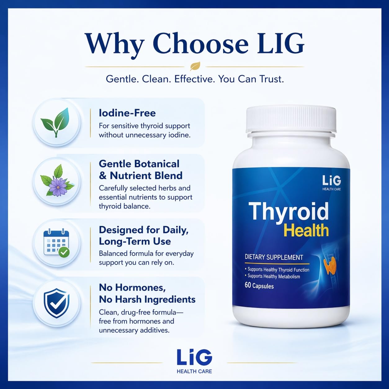 LIG Thyroid Health - Natural Herbal Supplement for Thyroid Nodules & Hormone Balance - Supports Metabolism & Immune Health with Honeysuckle & Selenium - 60 Capsules — Amazon image 5
