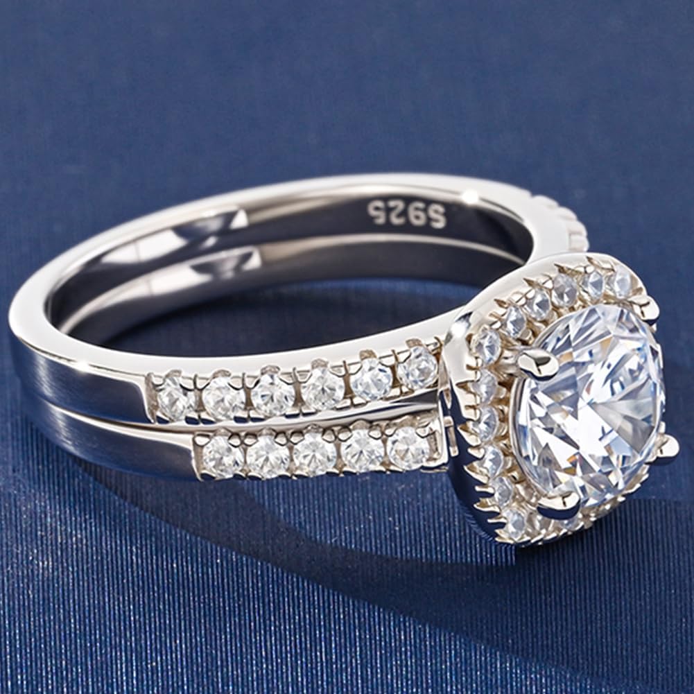 Engagement Rings Wedding Bands Bridal Sets for Women 925 Sterling Silver CZ Cubic Zirconia - Image 3