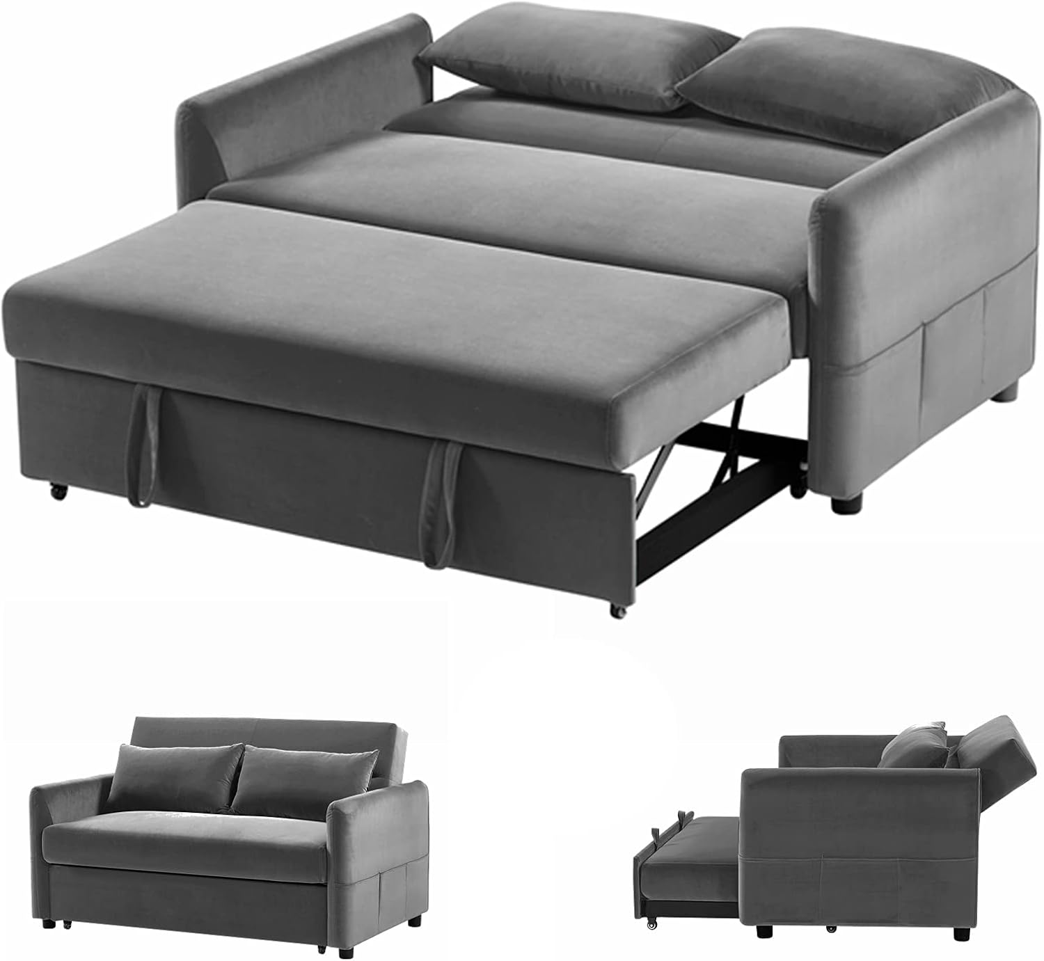Gynsseh Loveseat Couch Pull Out Bed, 3 in 1 Convertible