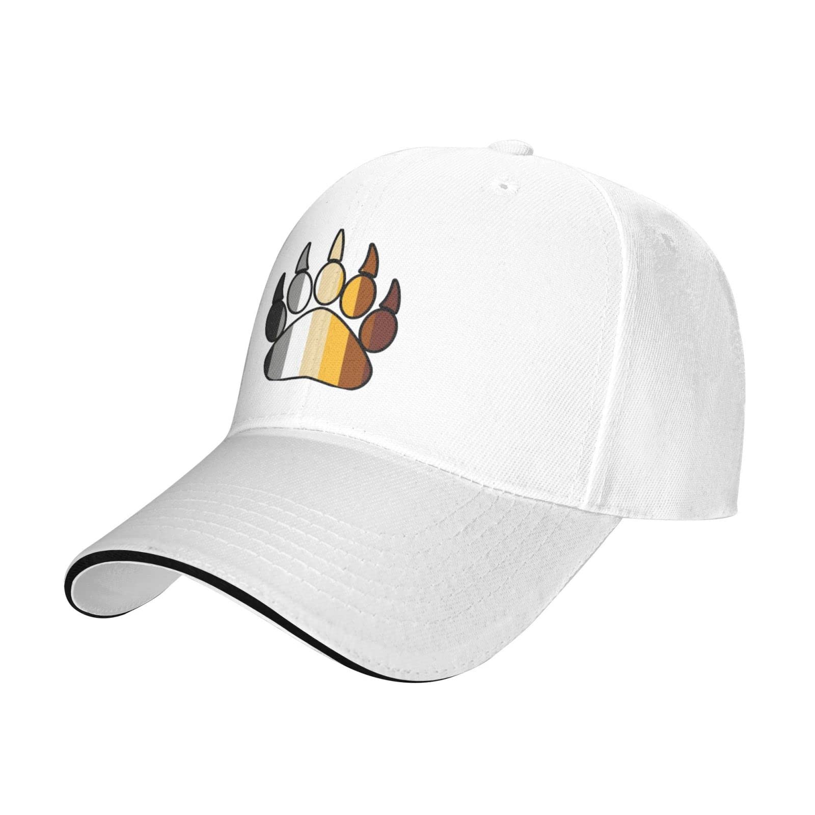 IUBBKI Bear Pride Adjustable Sandwich Peaked Cap Outdoor Sports Baseball Cap Trucker Cap White
