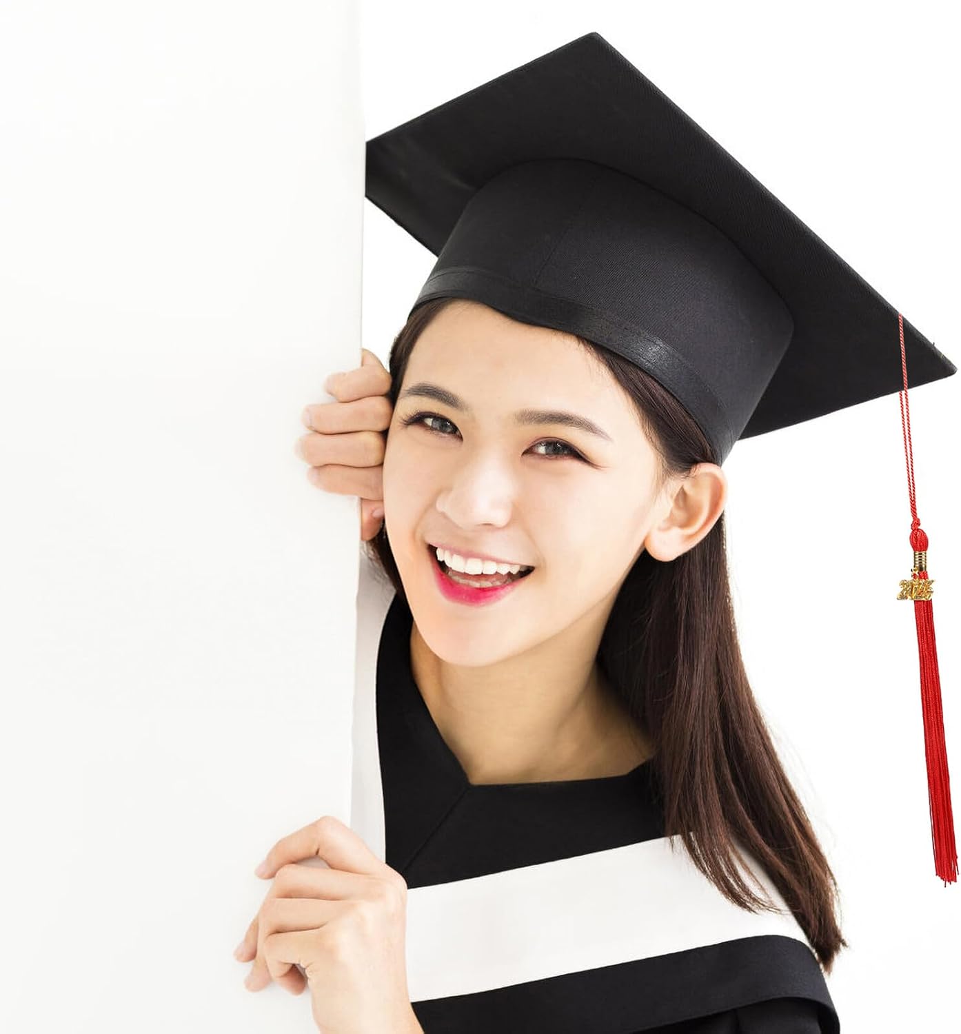 COLLBATH 4pcs 2025 Graduation Cap Tassels Red Hanging Decorations for Graduation Hats Ceremony Accessories