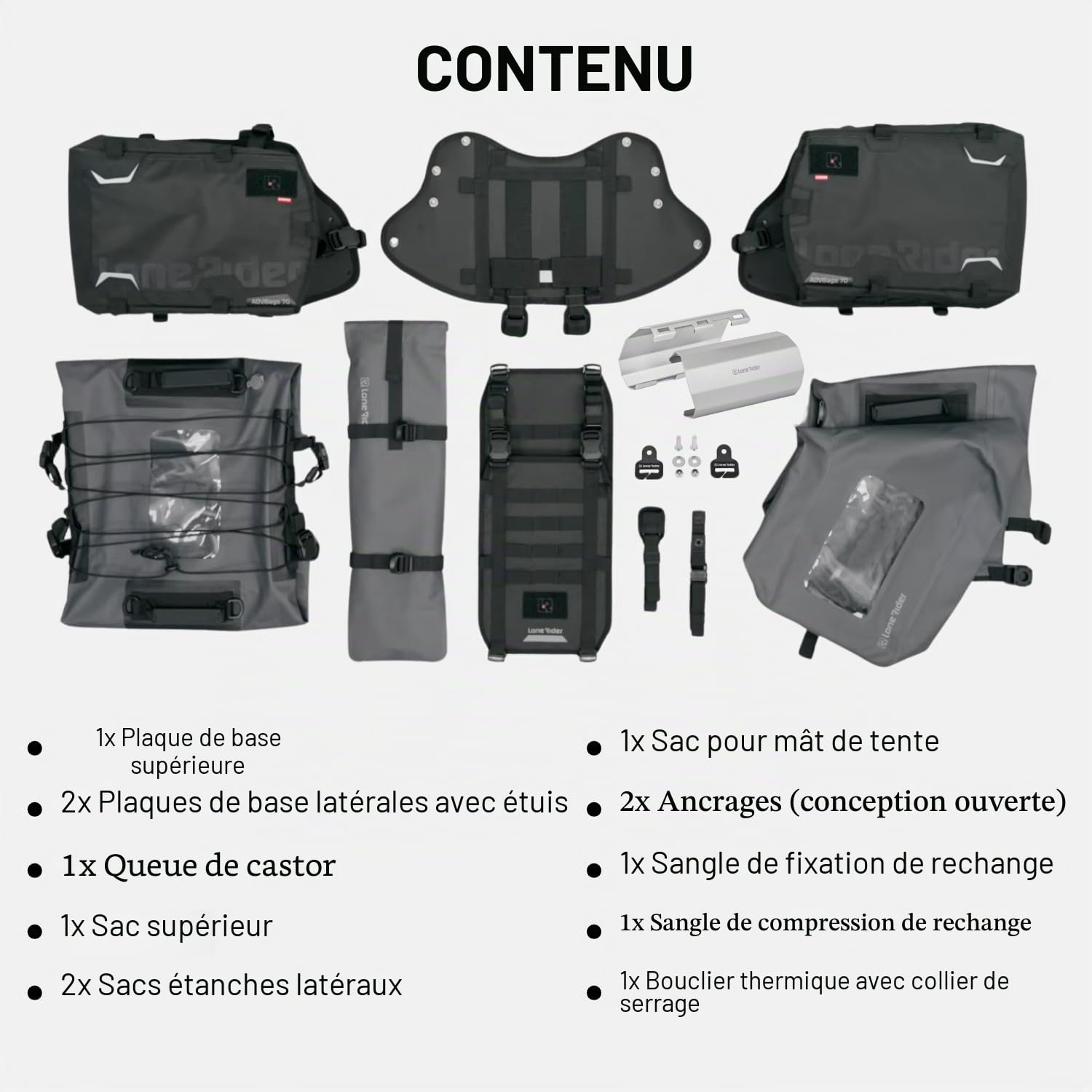 Lone Rider Sacoches Moto sans Support 70L - Étanches, pour BMW