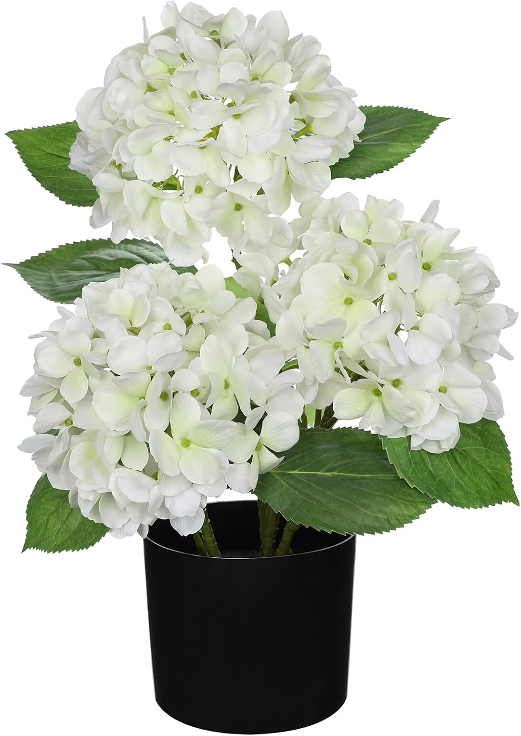Hollyone White Hydrangea Artificial Flowers in Pots 19.7" Faux Silk Hydranges Flowers Tree Arrangements for Home Bathroom Office Table Centerpiece Shelf Decorations