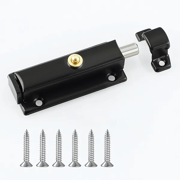 Mooche Automatic Bolt Latch Gate Latches Black Barrel Bolt Latches Safety Door Lock for Interior Door Front Door Toilet Door Barn Door Fence Door Garage Door Pet Room,Stainless Steel Latch