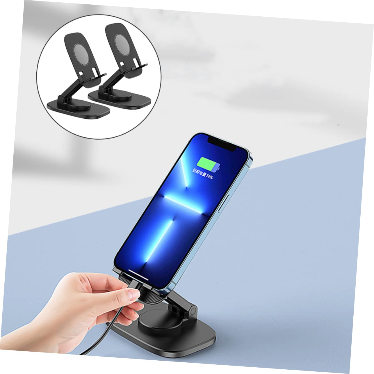 Gatuida 2pezzi Supporto Per Telefono e Tablet Da Scrivania Da Girevole Design Compatto e Portatile Per Ufficio e Studio