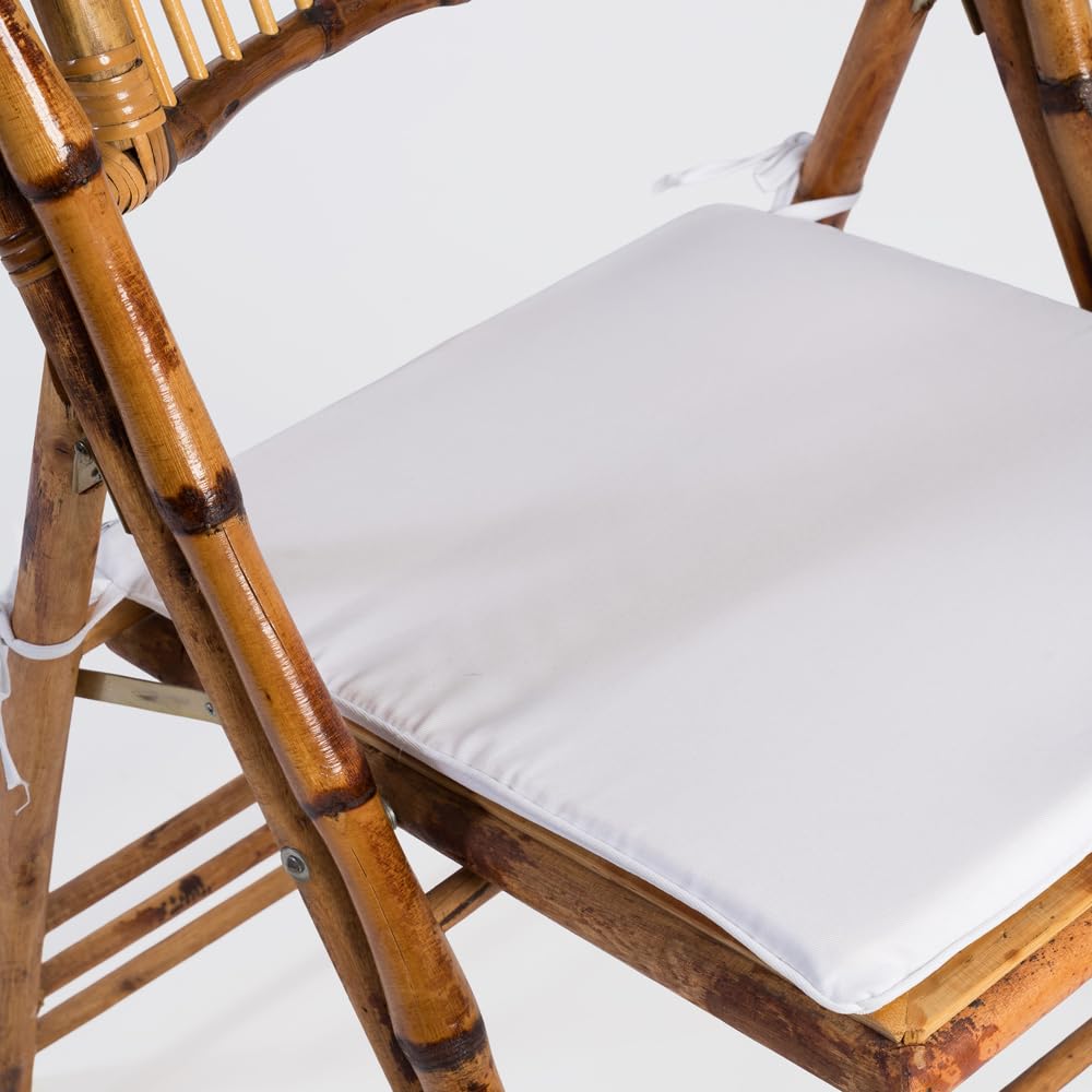 Silla de Madera de Bambú Plegable con Cojín Incluido para Jardín, Hostelería y Eventos. Certificado de Calidad y Diseño Ligero para Catering al Aire Libre. (2)