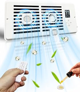 Smart Register Booster Fan for 4" x 10" Vents, Quiet 10-Speed AC Heating Cooling Vent Fan with 2 Scent Diffuser Slots & Remote, 3 Modes, LCD Screen, Thermostat Control, Ideal for Home, Bedroom (White)