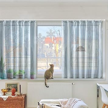 Amazon Topfinel レースカーテン おしゃれ 無地 2枚組 幅100cmｘ丈98cm 北欧 Uvカット 省エネ 遮熱 グレー 腰窓用 出窓用 掃き出し窓用 レースカーテン オンライン通販