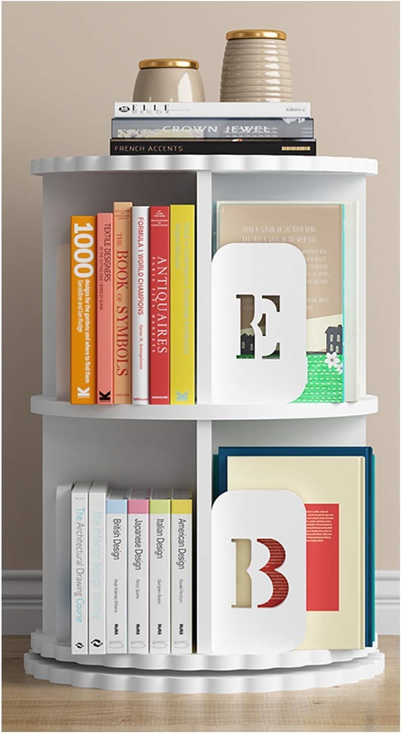 Bookcases Bookshelf,Creative 360°Rotating Bookcase Simple