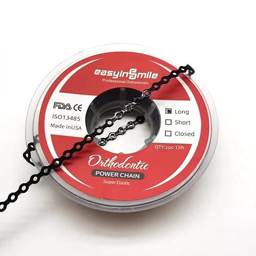 Miniatura 2 de SNAWOP Cadena de alimentación de ortodoncia dental, carrete multicolor, bandas elásticas de goma para aparatos dentales (largo, negro)