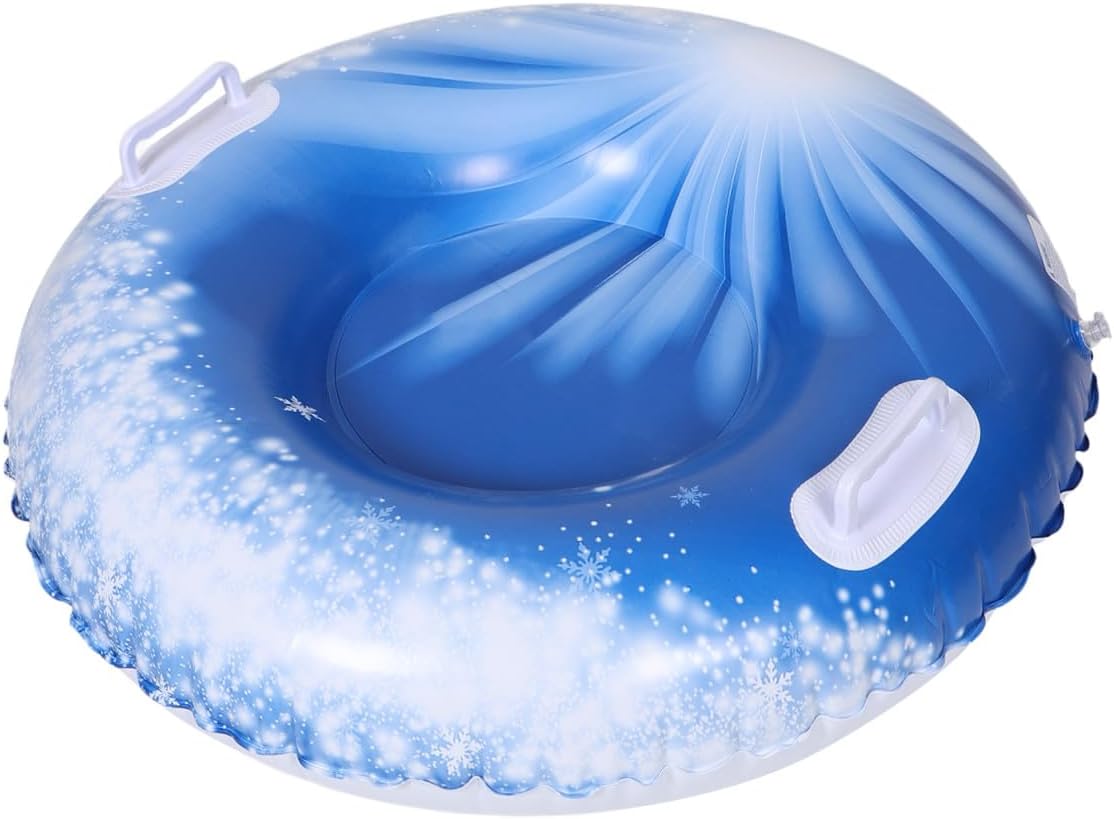 Inflatable PVC Snow Tube Sled for Adults Heavy Duty Winter Outdoor Snow Sledding Tube with Handles Sturdy Outdoor Sliding and Family Fun