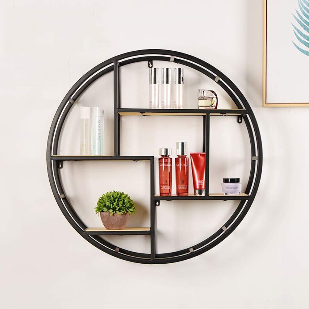 Étagère murale en métal noir et bois style industriel pour chambre