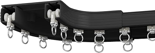 ZSHINE Cortina resistente unida de doble vía para montaje en techo para sala de estar, dormitorio, divisor de habitación (negro, conector de 90