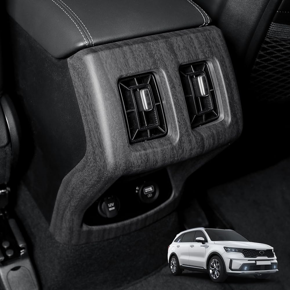 Cnaurda ABS Car Rear Air Vent Outlet Cover Rear A/C Vent Trim,Rear Console AC Vent Outlet Frame Cover Compatible with Kia Sorento 2021-2026 (Wood Grain Pattern)