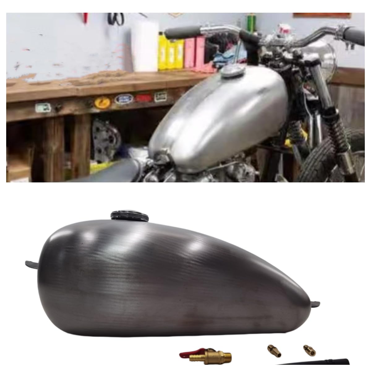 バイク用燃料タンク ブラック/グレー Amazon | オートバイガソリンガソリン燃料タンク11Lユニバーサル