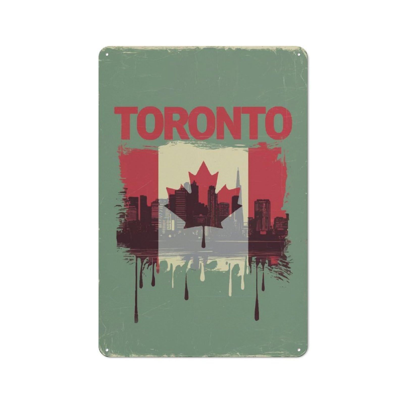 Junmoney Toronto Skyline For Café Or Restaurant, Vintage Metal Sign 30X20cm, For Vintage Wall Decor Fans, For Cafés, Pubs And Restaurants