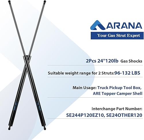 Miniatura 56 de ARANA C16-04154 - Puntales de gas de 15 pulgadas y 24 libras, para cubierta Snugtop, cubierta de cámper, piezas de repuesto para tapa de camión, 2
