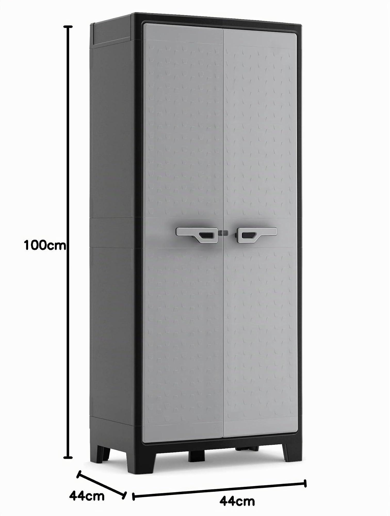 Keter Armadio Portascope Titan, 8 Ripiani Pieghevoli, Grigio, 80x44x182 H Cm & Armadio Basso Titan, 2 Ripiani Regolabili, Grigio, 80x44x100 H Cm