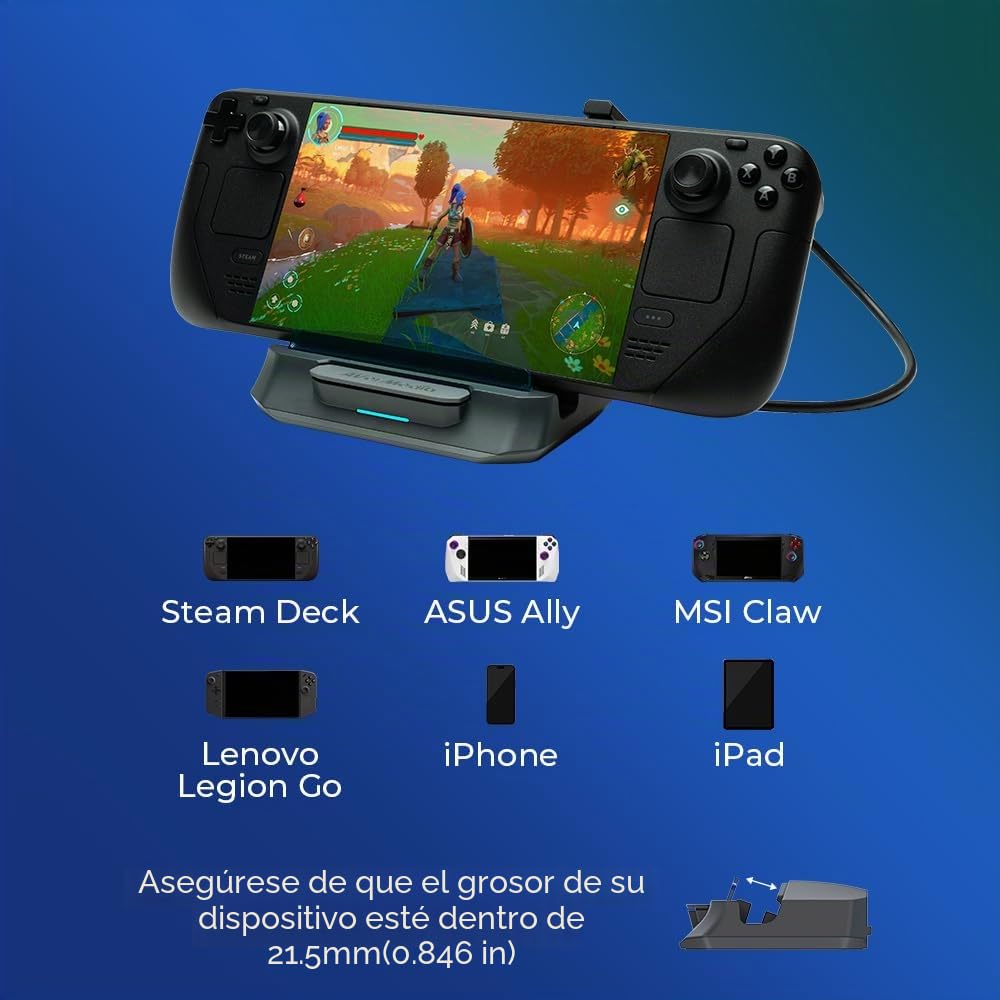 AVerMedia GC515 X’TRA GO - Dock Steam Deck con captura 4K30, salida HDMI 4K60, carga USB-C 65W, hub USB, grabación sin PC, Switch, ROG Ally, iPad, iPhone, Mac, Win