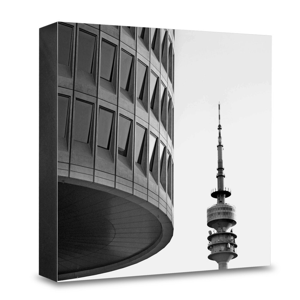 Bloc de papier photo en bois HG-M103 cadre autoportant motif architecture BMW 15x15 cm