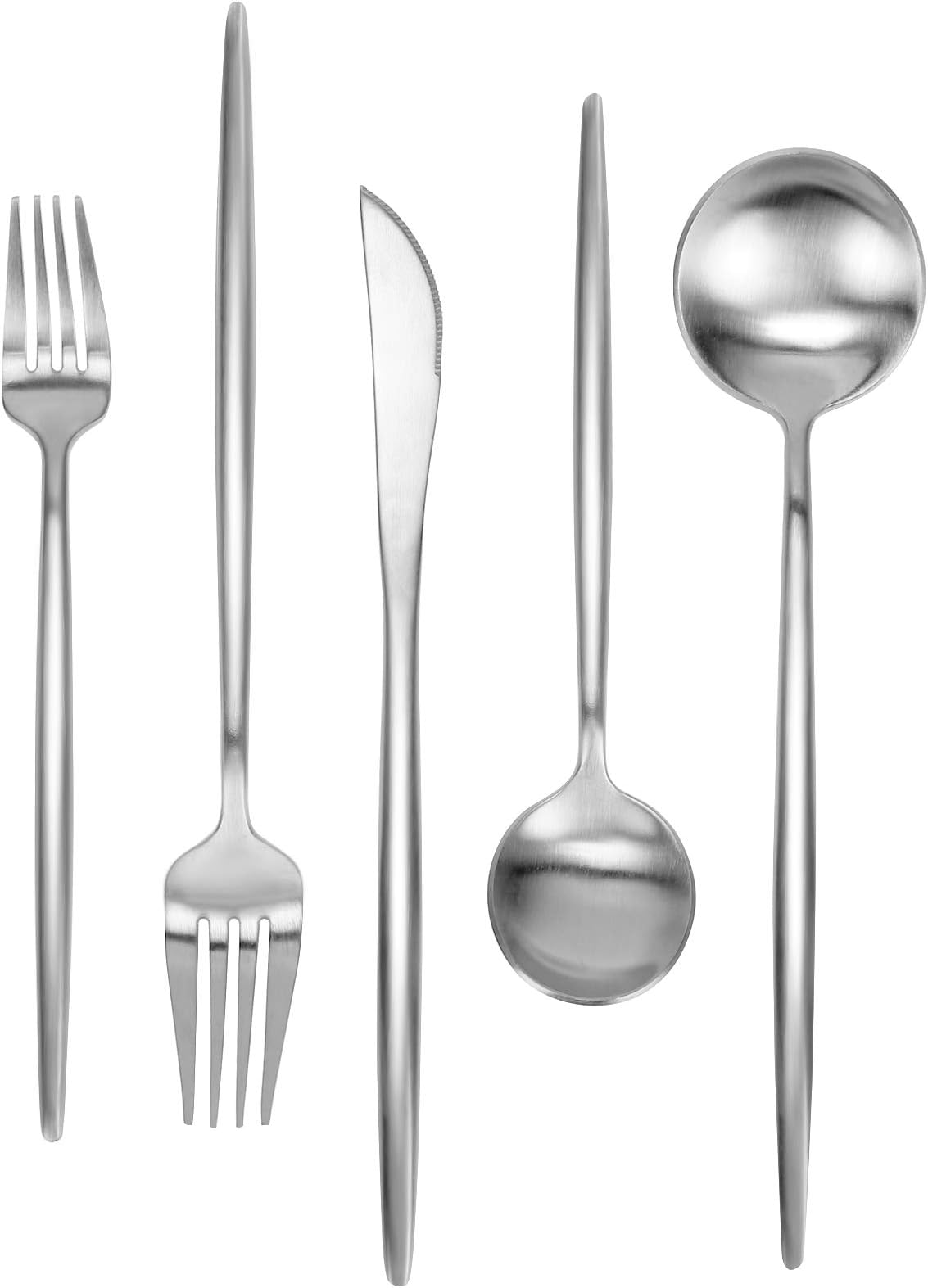 Matte Silverware Set 30 Pieces, Stainless Steel Flatware Set，Service for 6，Kitchen Utensil Set, Tableware Cutlery Set, Satin Finished Polished & Dishwasher Safe