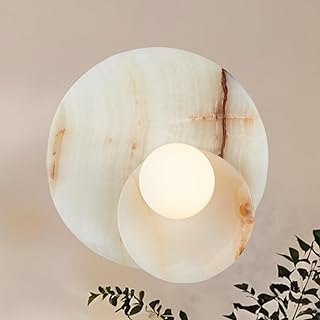 Cream Onyx Wall Sconce, Natural Style Art Deco Wall Mounted Light, Uniqu...