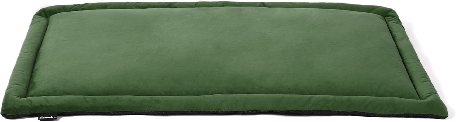 Allisandro Lightweight Waterproof Dog Bed Pad, 1.5" Thick Travel Mat for Crates, Kennels & Elevated Beds, Washable Non-Slip Sleeping Mat for Small to Large Dogs, 42 x 28 Inches, Dark Green