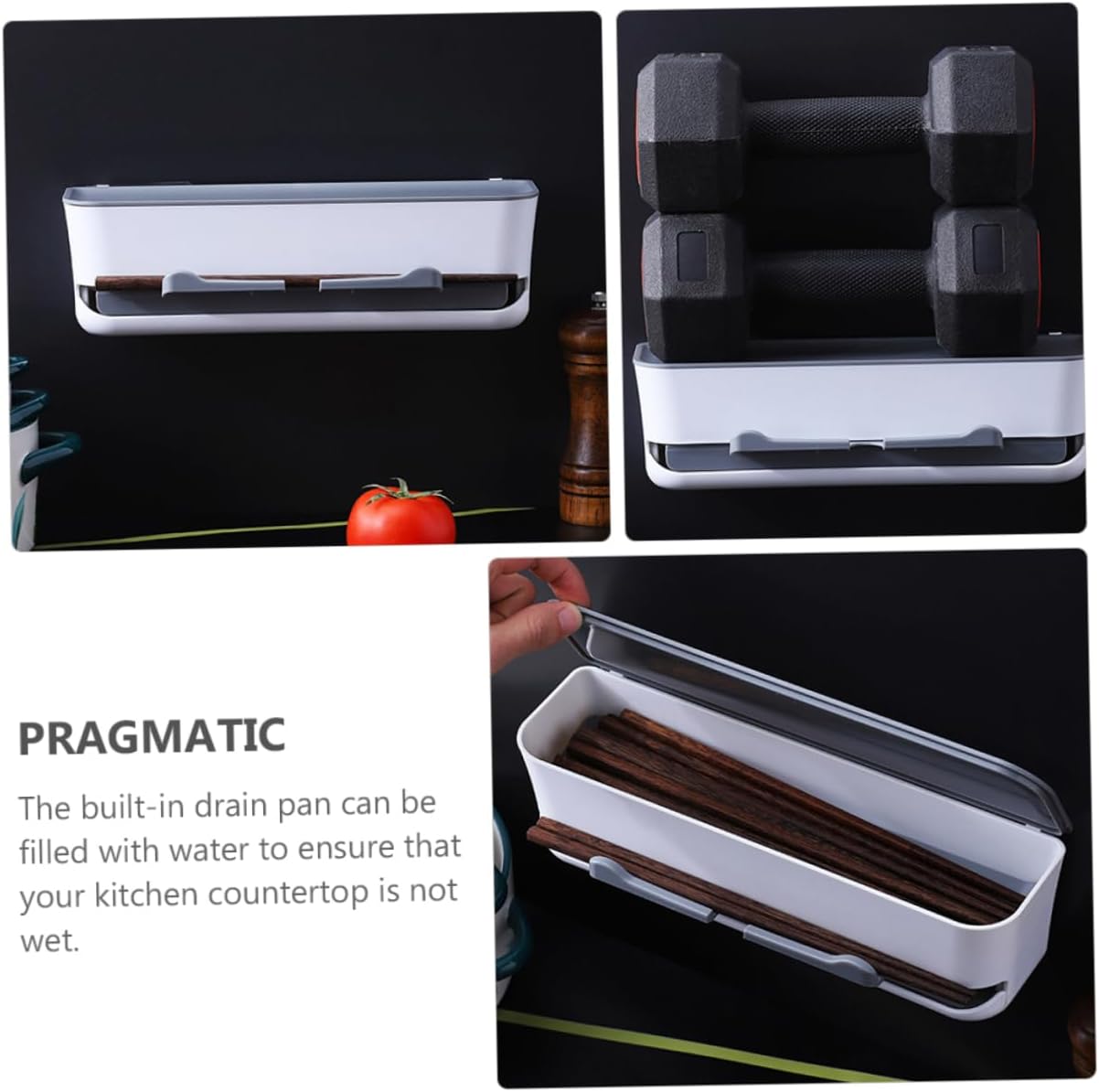VOSAREA Automatic Hanging Chopsticks Dispenser and Straw Holder Organizer - Wall-Mounted Kitchen Utensil Storage for Easy Access and Drying ABS Plastic