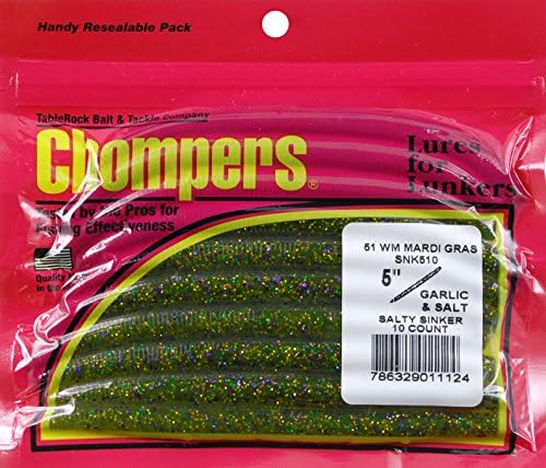 Table Rock Bait Snk510-51 Salty Sinker Watermelon Mardi Gras Bait Lure Worms, 5-Inch
