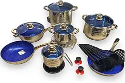 Jogo De Panelas Alemã Düsseldorf - Aço Cirúrgico 23 Peças - Luxo - Azul