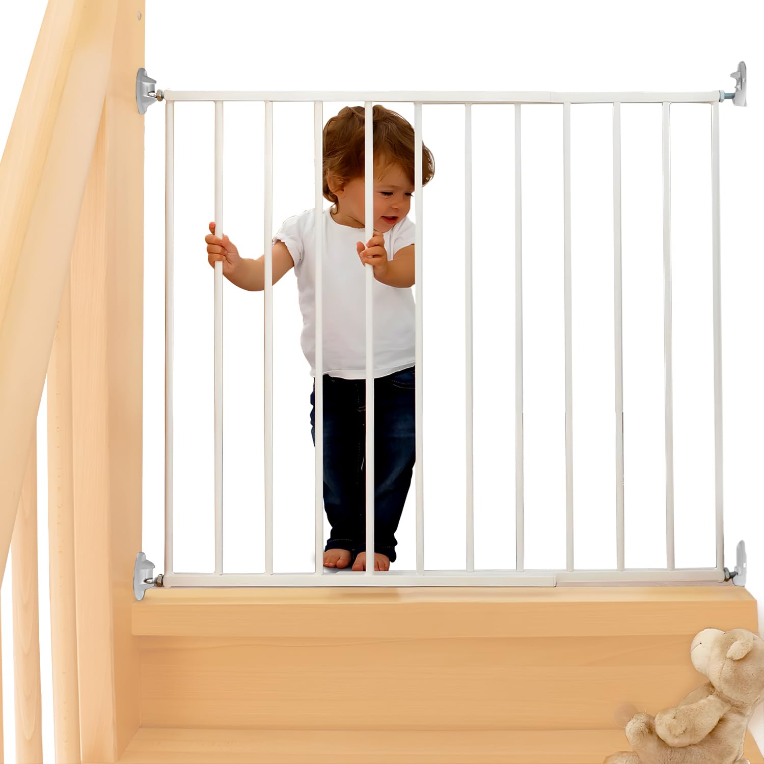 Avilia Cancelletto in Metallo Bianco per una sicurezza garantita : Regolabile da 78-80cm per Bambini e Cani, Installazione Semplice per Interni ed Esterni - Massima Protezione