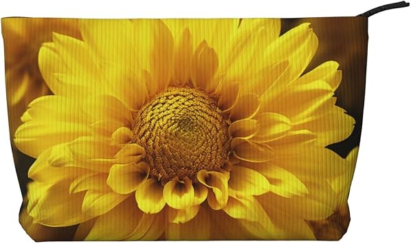 Butterfly Prints Corduroy Makeup Bag for Women Girls, Spacious Travel Cosmetic Organiser for Make-up, Toiletries & Essentials, Blooming Yellow Flower, One Size, Make-Up Pouch