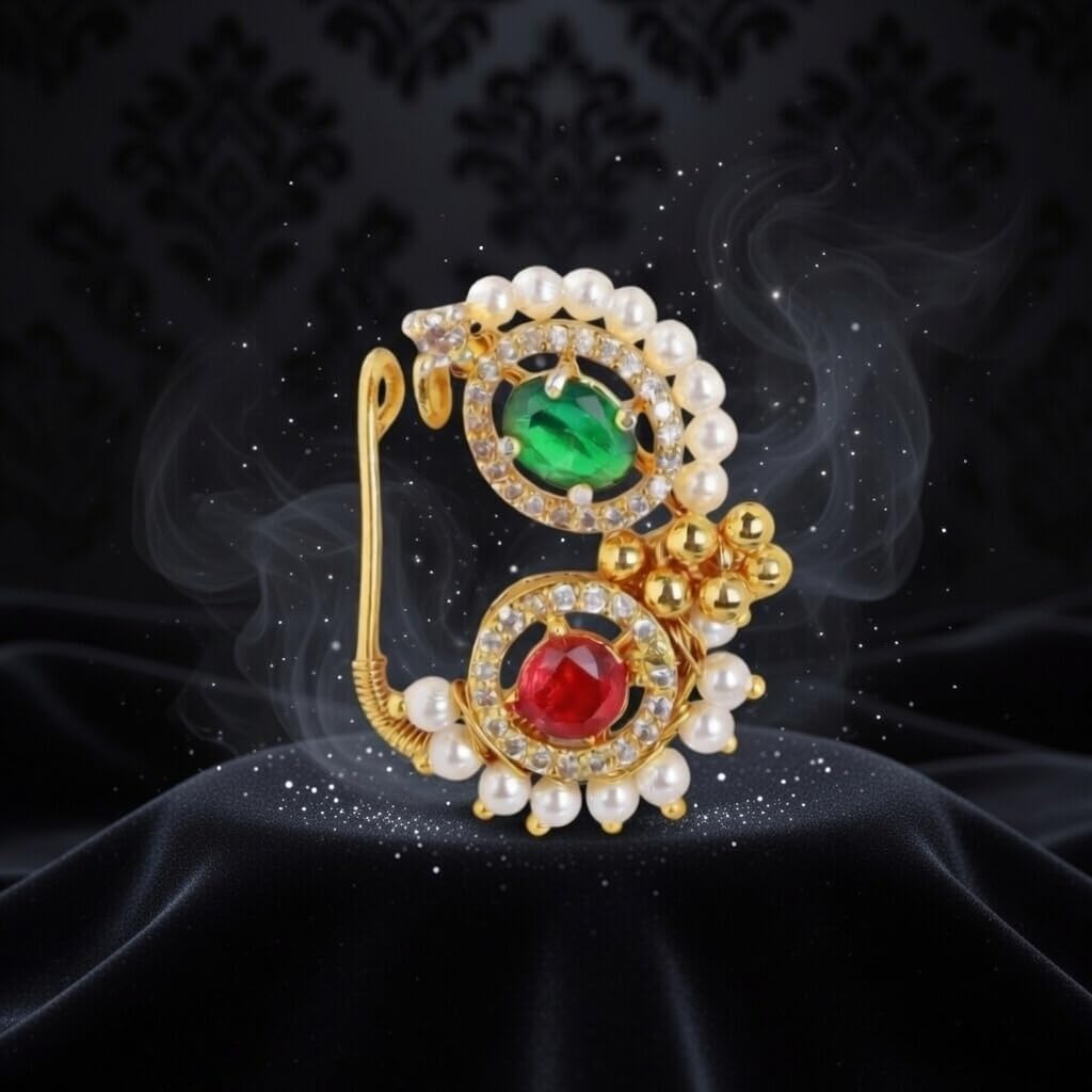 Efulgenz Indian Jewelry Nathani Fake Nose Ring Stud Non Piercing for Women