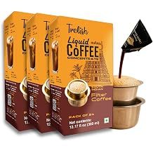 Trelish Coffee Concentrate - South Indian Filter single serves pack of 3 | 24 servings each | Perfect for authentic Indian coffee | Sugar free, Shelf stable, No refrigeration, Trave; friendly