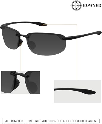 Bowyer Replacement Nose Pads Compatible with Maui Jim Makaha/Banyans/Kanaha/Ho'okipa/Sandy Beach Sunglass- Black