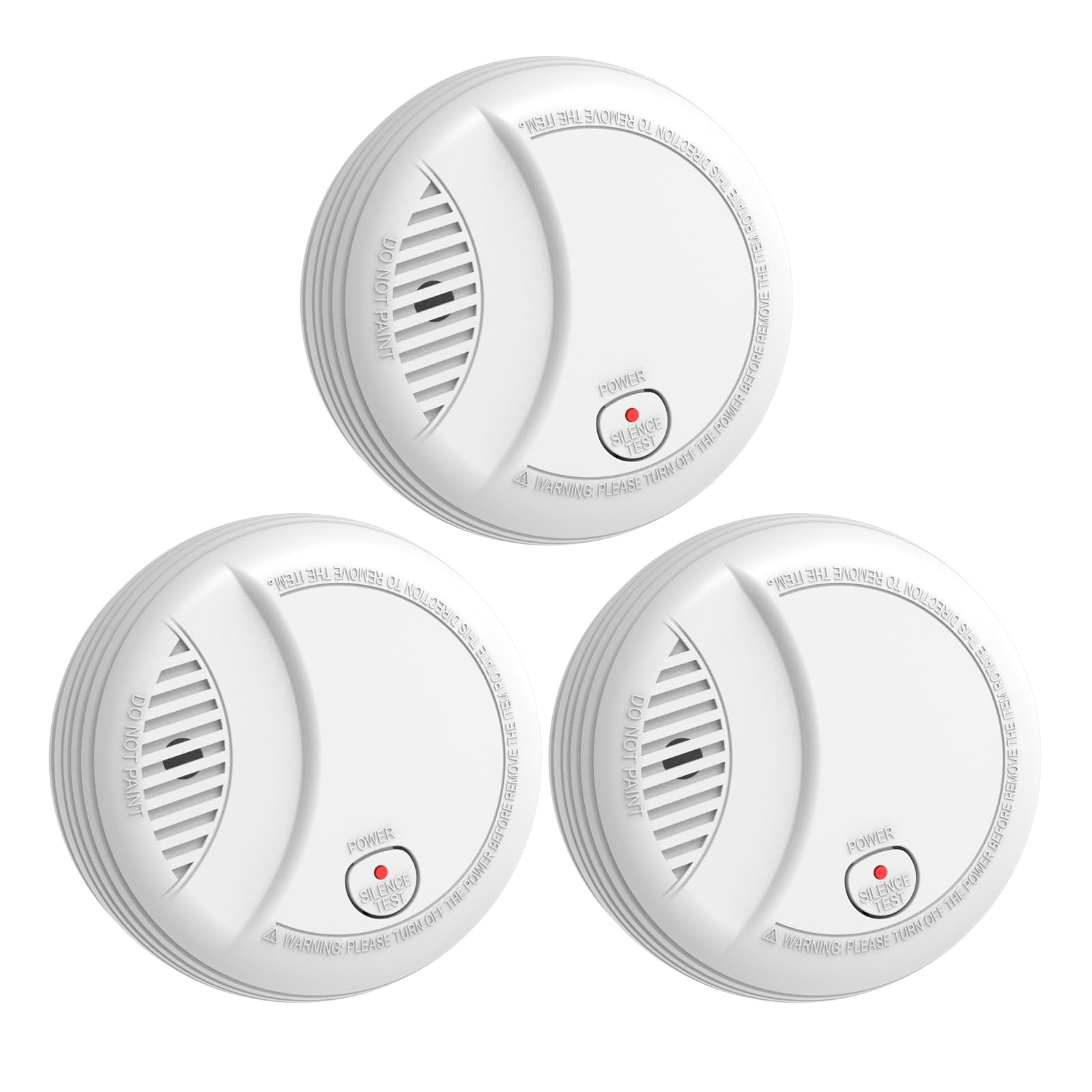 Hapippofa Smoke Alarms for Home,10 Year Sensor Life Fire Alarms with Test/Silent Button, Replaceable 9V Battery Powered Smoke Detector,Conforms to EN 14604 Standard,Standalone,3 PCS