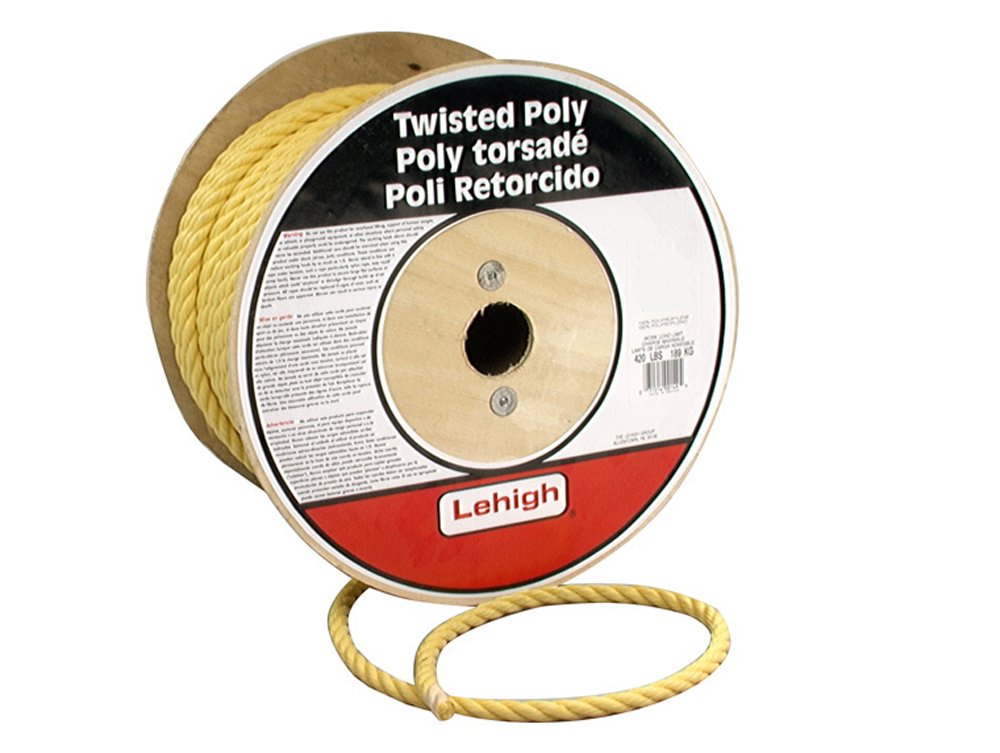 Lehigh PY860 3/8-Inch by 600-Feet Polypropylene Twisted Rope, Yellow