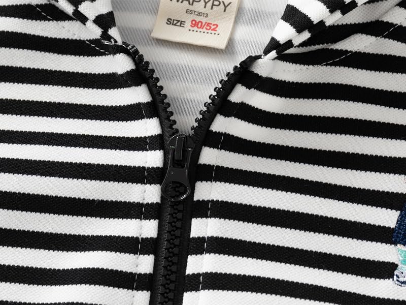 Irsutey Boys Toddler Casual Coat Cartoon Bear Hoodies Jacket Long Sleeve Zipper Up Sport Warm Striped Sweatshirt Coat3