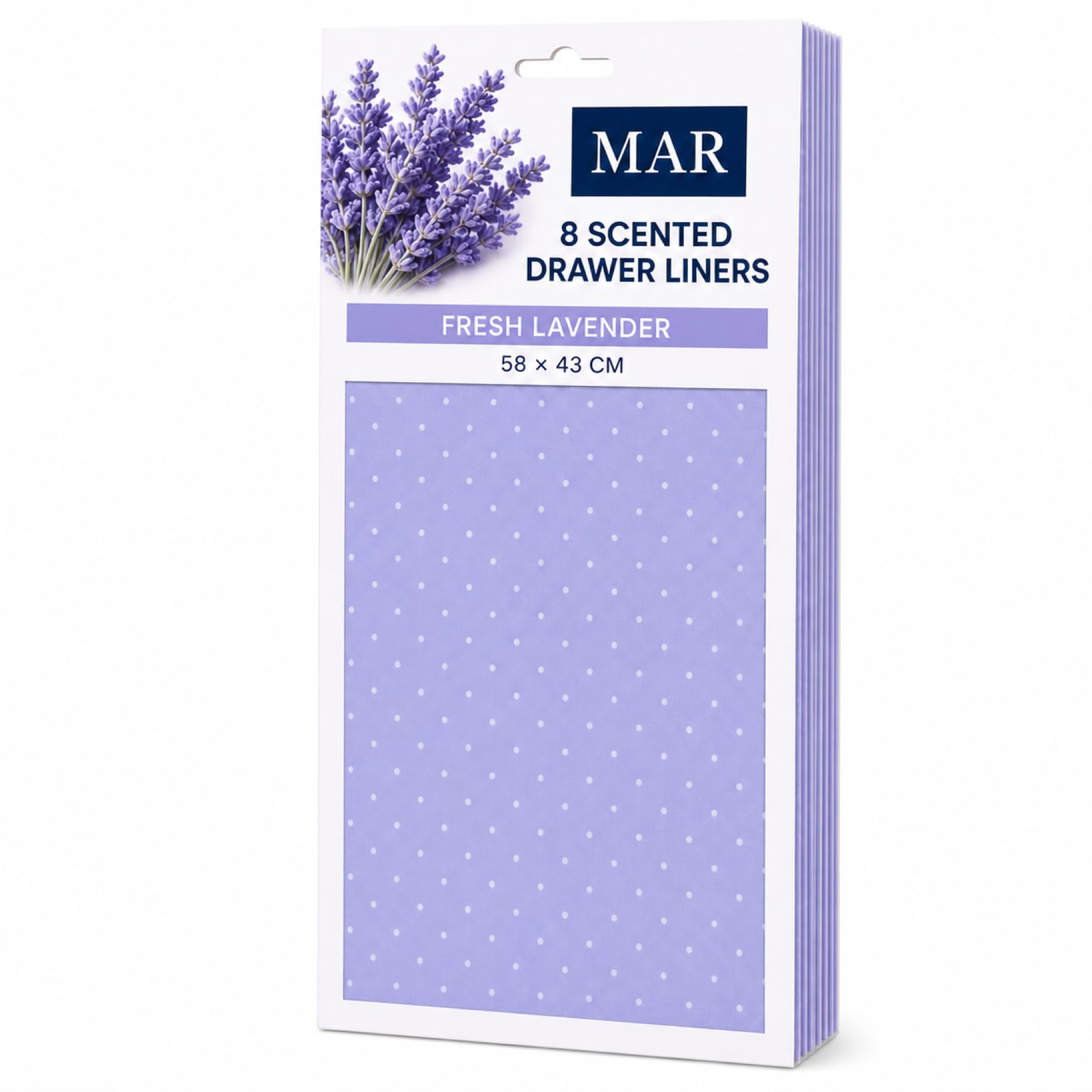MAR Fresh Lavender Scented Drawer Liners 8 Pack Wardrobe Freshener 58x43cm