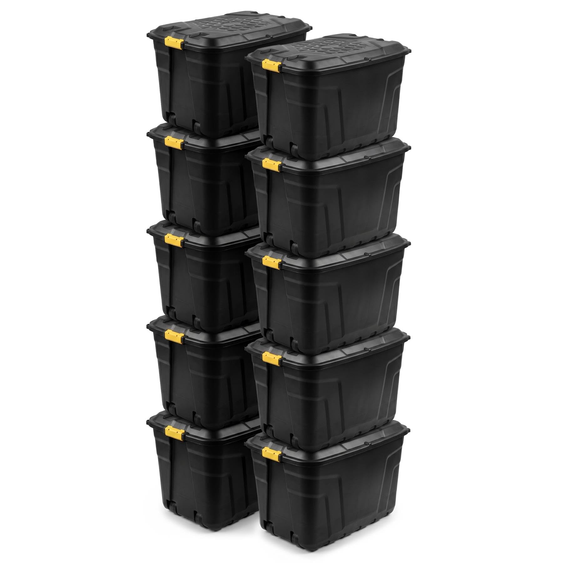 NOVECRAFTO 190L Extra Large Storage Box on Wheels with Lid 10 Pack – Heavy-Duty Storage Box with Clip-Lock Handles, Padlockable, Stackable & Weather-Resistant – Garage, Shed & Outdoor (Black)